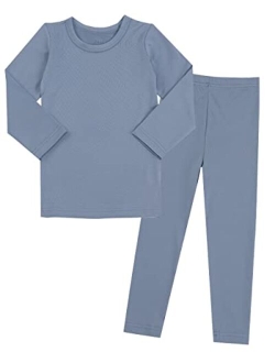 Mini-K Toddler Boys Girls Fleece Lined Soft Thermal Underwear Base Layer Long John Set Pajamas