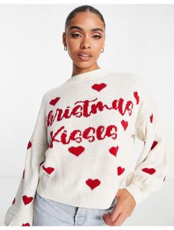 Missguided Christmas kisses sweater in red