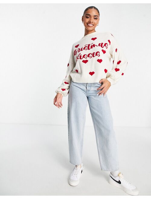 Missguided Christmas kisses sweater in red