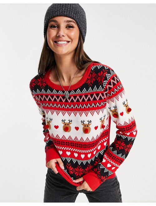 Brave Soul Tall Fairisle Christmas reindeer sweater