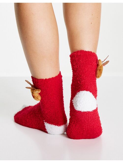 Loungeable 3D Rudolph red glitter socks Christmas tree decorations