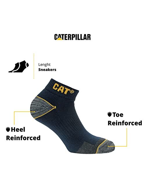 Caterpillar 6 Pairs Men's Reinforced Work Sneaker Socks, Accident Prevention - in Cotton