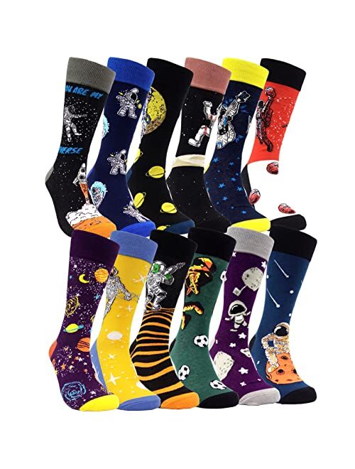 Mens Funny Pattern Dress Socks - HSELL Crazy Design Cotton Socks Novelty Gifts for Men