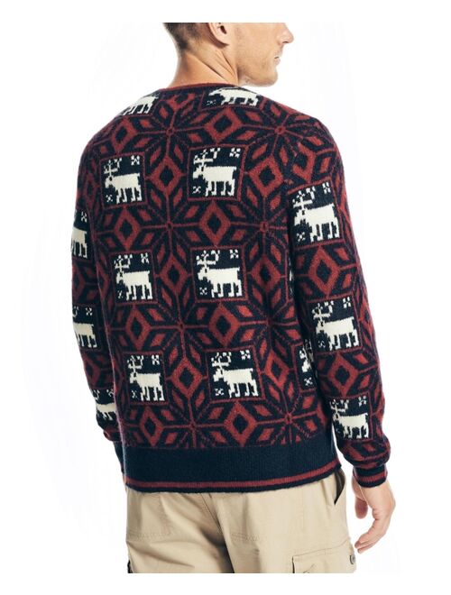 NAUTICA Men's Authentic Reissue Moose Print Cozy Holiday Sweater