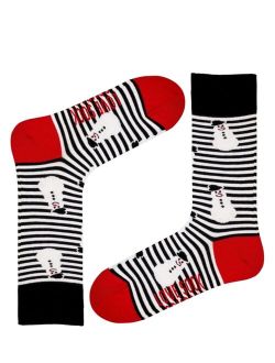 Men's Snowman Stripes Christmas Novelty Crew Socks