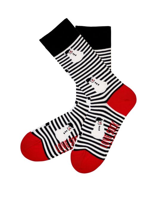 LOVE SOCK COMPANY Men's Snowman Stripes Christmas Novelty Crew Socks