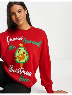 Threadbare Christmas avocado sweater in red