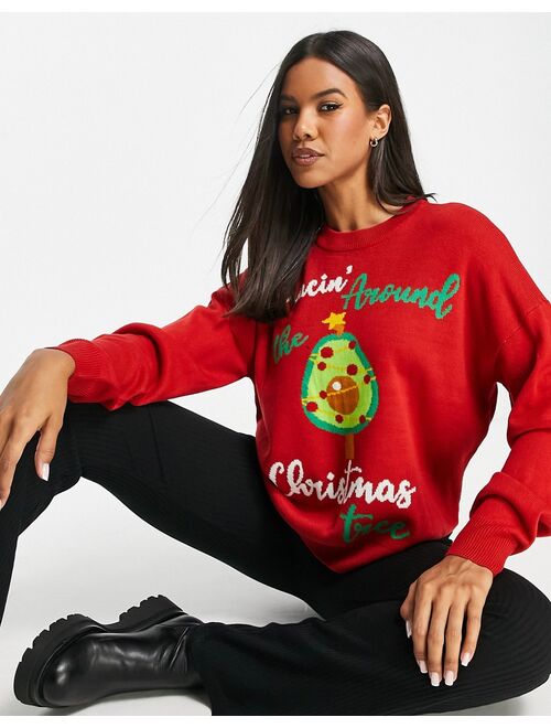 Threadbare Christmas avocado sweater in red