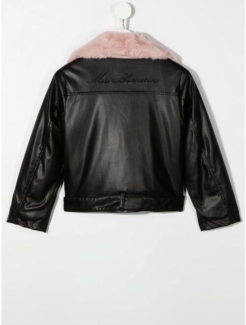 Miss Blumarine faux-fur faux-leather jacket