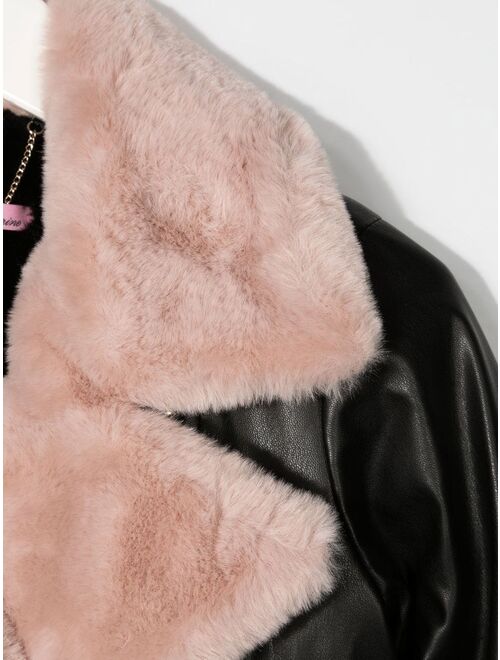 Miss Blumarine faux-fur faux-leather jacket