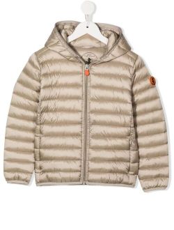 Save The Duck Kids logo-patch quilted jacket