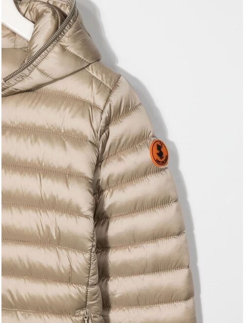 Save The Duck Kids logo-patch quilted jacket