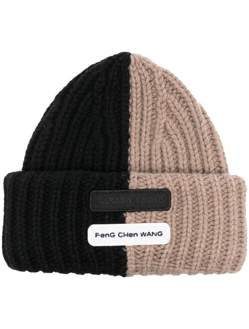 Canada Goose logo-patch ribbed beanie