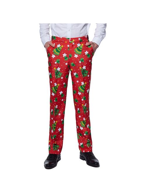 Men's Suitmeister Slim-Fit Christmas Trees and Stars Holiday Novelty Suit & Tie Set