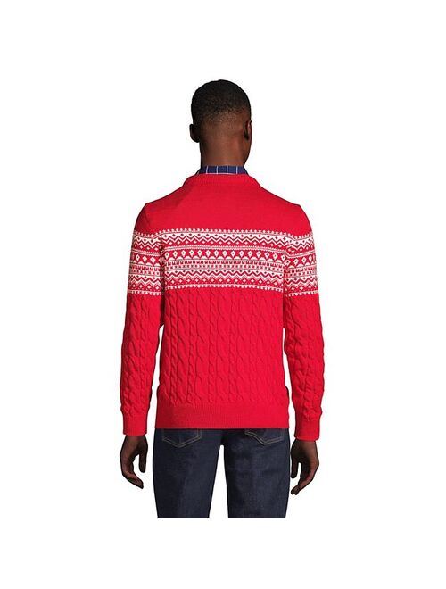Men's Lands' End Lighthouse Fair Isle Cable-Knit Sweater