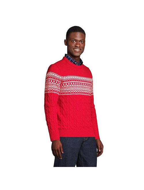 Men's Lands' End Lighthouse Fair Isle Cable-Knit Sweater