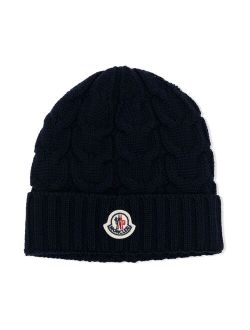 Enfant logo patch ribbed beanie hat