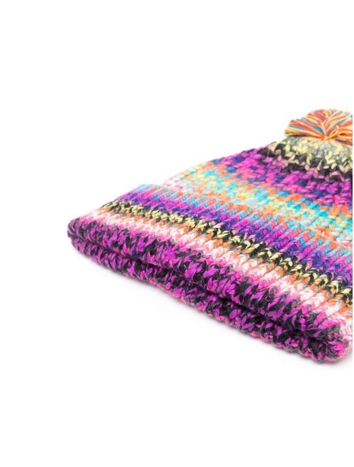 Stella McCartney Kids marl-knit striped pompom hat