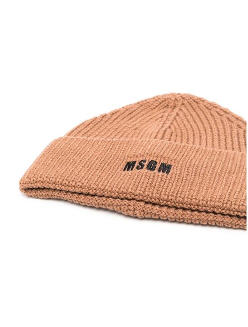MSGM Kids embroidered-logo knitted beanie