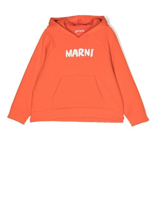 Marni Kids logo-print cotton hoodie