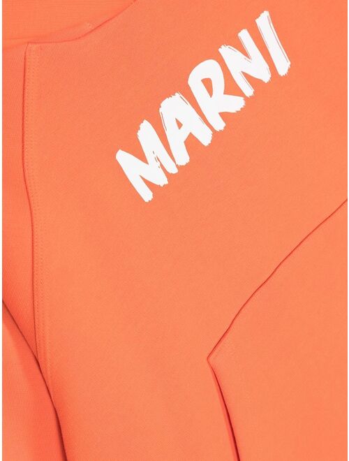 Marni Kids logo-print cotton hoodie