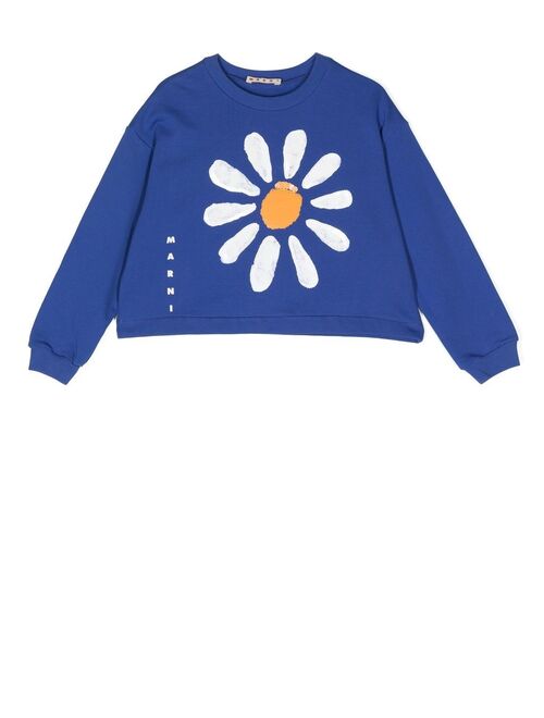 Marni Kids sequinned daisy-print sweatshirt