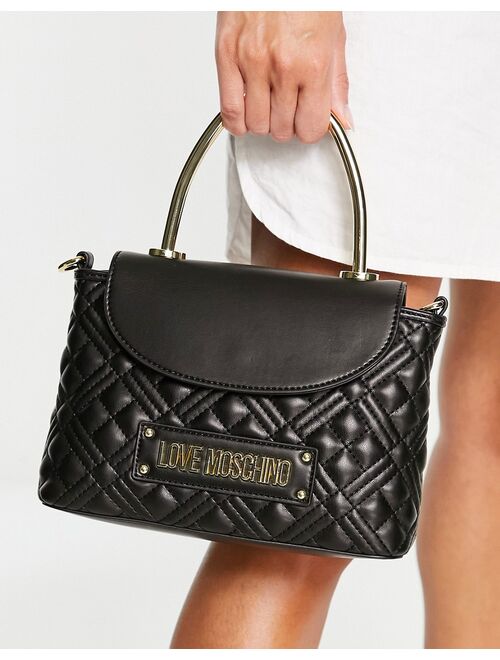 Love Moschino lady crossbody quilted bag in black