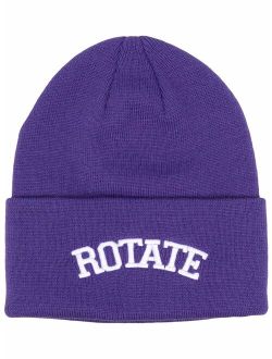 ROTATE embroidered-logo ribbed knit beanie