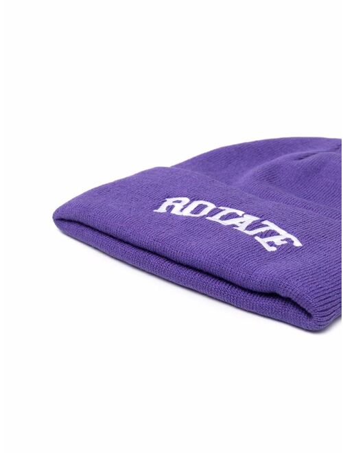 ROTATE embroidered-logo ribbed knit beanie