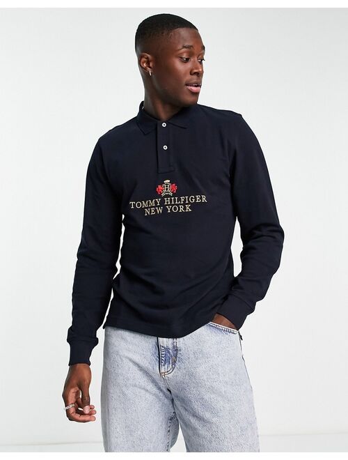Tommy Hilfiger icon logo long sleeve polo in navy