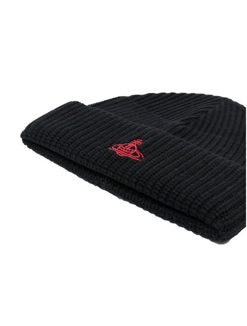 Vivienne Westwood Sporty Orb-embroidered wool beanie