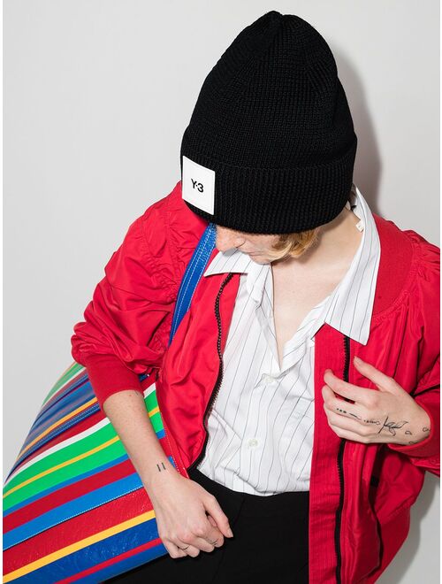 Y-3 logo-patch ribbed beanie