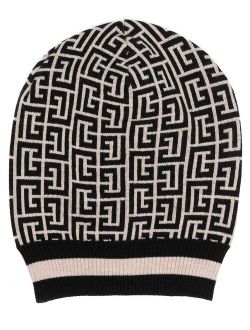 all-over logo pattern beanie
