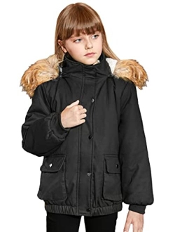 Kids Girls Winter Coats Warm Thick Padded Hooded Fleece Lined Puffer Parka Jacket