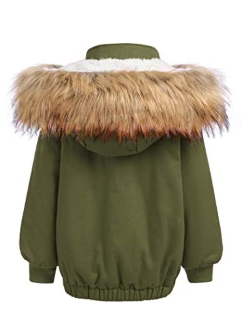 Arshiner Kids Girls Winter Coats Warm Thick Padded Hooded Fleece Lined Puffer Parka Jacket