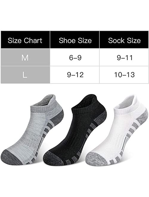 Airacker Ankle Athletic Running Socks Cushioned Breathable Low Cut Sports Tab Socks for Men and Women (6 Pairs)