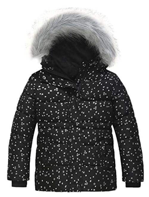 Wantdo Girl's Quilted Winter Coat Thicken Puffer Jacket Windproof Winter Jacket with Fur Hood