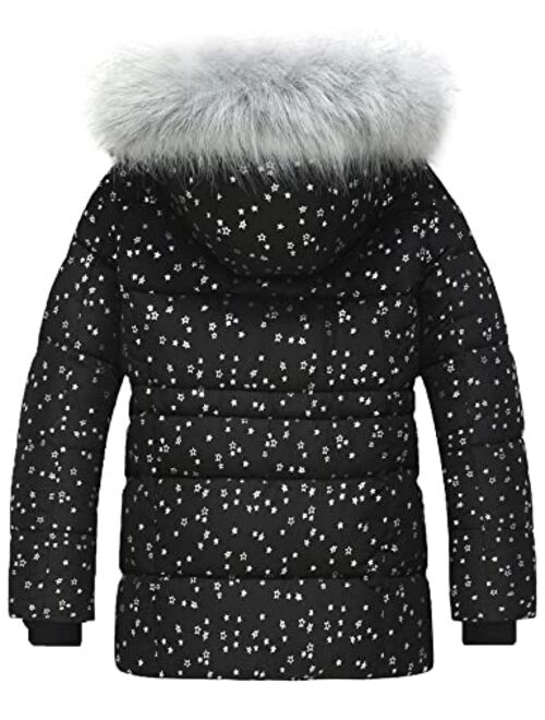 Wantdo Girl's Quilted Winter Coat Thicken Puffer Jacket Windproof Winter Jacket with Fur Hood