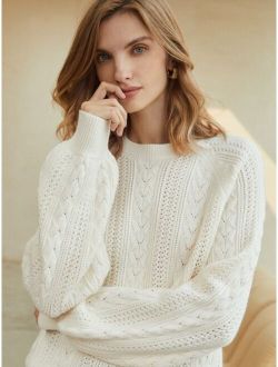 Premium Wool-mix Textured Balloon Sleeve Sweater