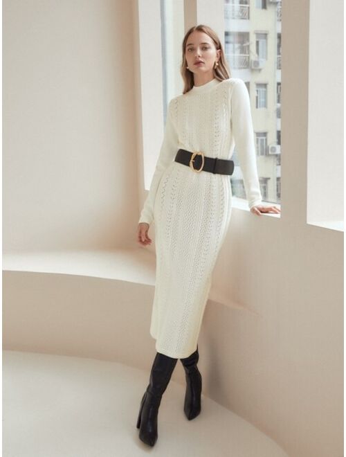 MOTF Premium Wool-mix Open Knit Sweater Dress Without Belt