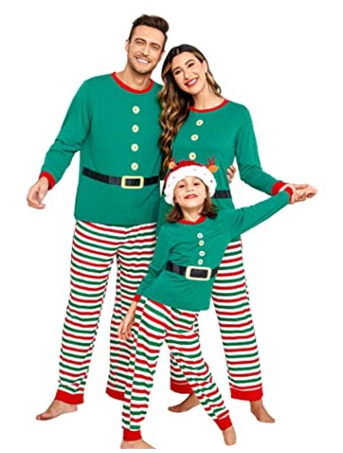 Ekouaer Matching Christmas Family Pajamas Sets, Matching Pajamas for Xmas, Santa Elf Reindeer Print Loungewear