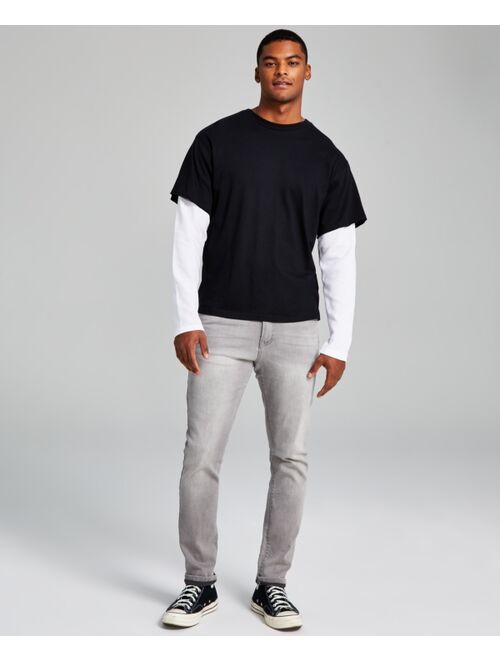 And Now This Men's Oversized-Fit Layered Contrast Long-Sleeve T-Shirt