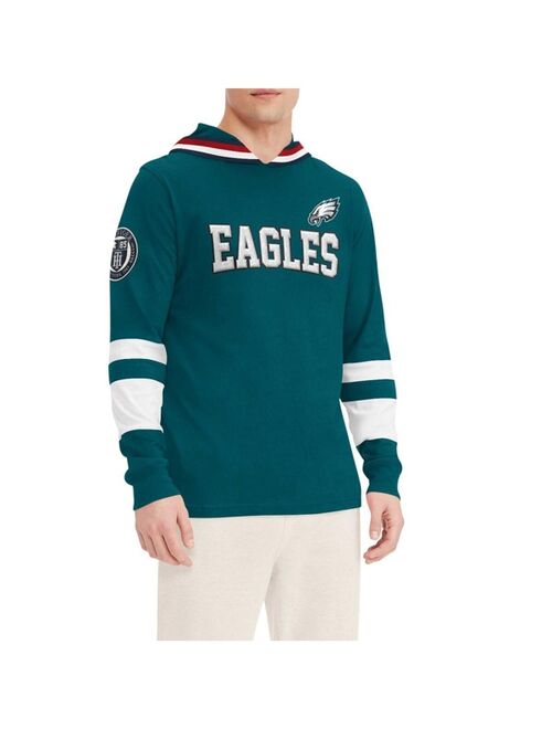 Men's Tommy Hilfiger Midnight Green, White Philadelphia Eagles Alex Long Sleeve Hoodie T-shirt