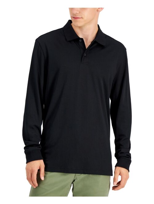 Alfani Men's Regular-Fit Solid Long-Sleeve Supima Polo Shirt, Created for Macy's