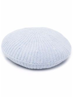rib-knit logo-patch beret