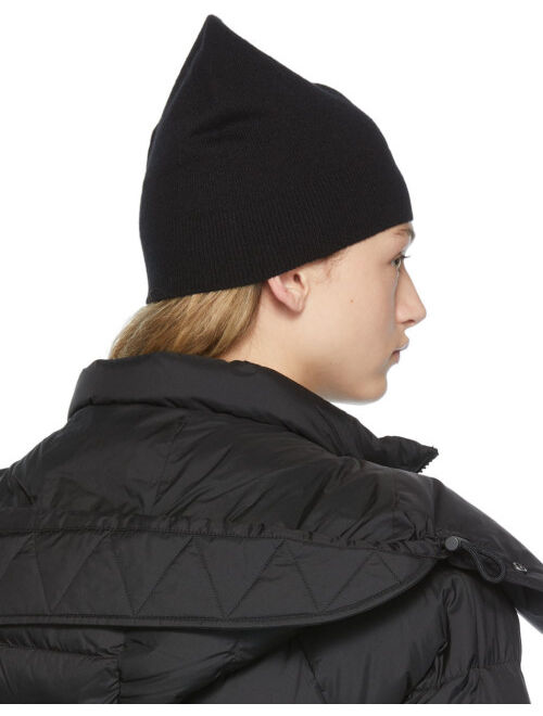 BURBERRY Black Cashmere Graphic Logo Beanie