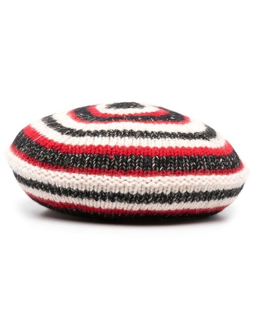 GANNI striped knitted beret