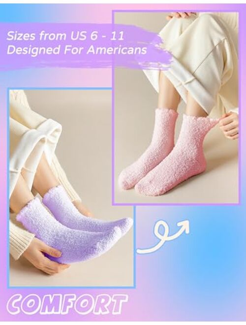 Tehook Fuzzy Socks for Women, Warm Soft Fluffy Socks Thick Cozy Plush Sock Winter Christmas Socks for Women 6 or 5 Pairs