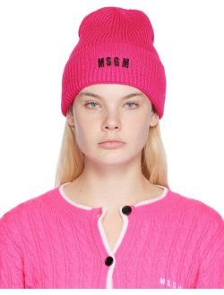Pink Embroidered Beanie