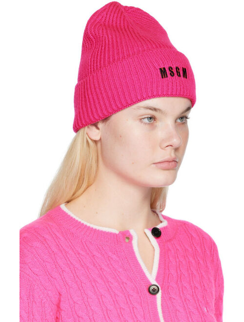 MSGM Pink Embroidered Beanie